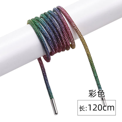 Crystal cord, drill rope, full diamond, ultra-glitter round soft tube, 6-row drill rope, coat strap, hat strap, shoelace, bag and pants strap, DIY accessory for accessories