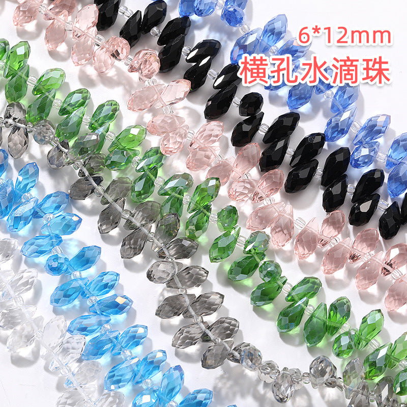 Water Drop Crystal Glass Beads - 6x12mm Horizontal Hole Multi-Color Beaded Curtain Clothing DIY