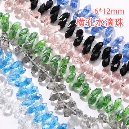 Water Drop Crystal Glass Beads - 6x12mm Horizontal Hole Multi-Color Beaded Curtain Clothing DIY