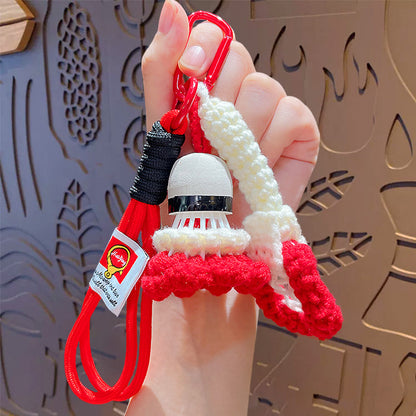 Hand Woven Badminton Pendant - Wool Finished Product Woven Badminton Keychain Bag Pendant Gift