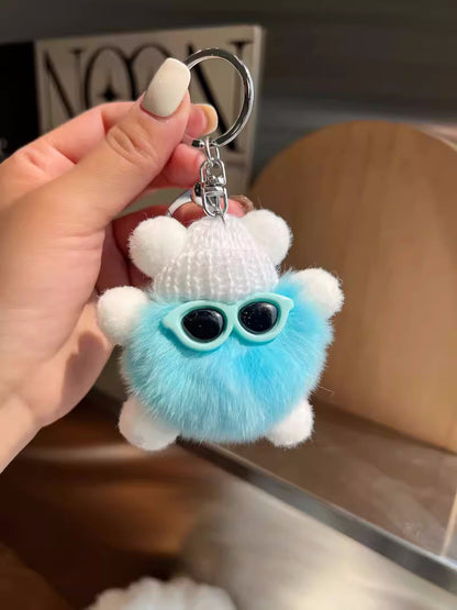 Cute otter rabbit fur small briquette bag pendant ornament school bag eye doll pendant cartoon doll keychain