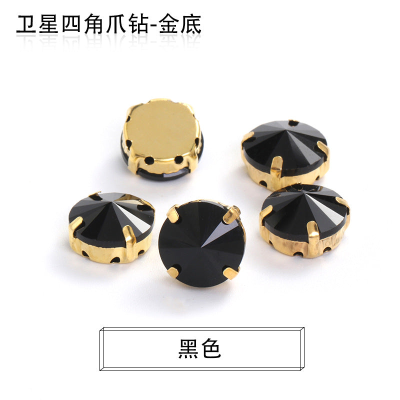 Xichuan new gold background satellite square corner hand sewing drill claw drill DIY clothing collar dress accessories material wholesale