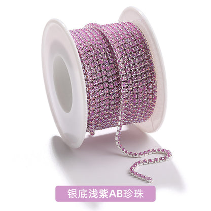 Factory supply pearl claw chain AB color chain 2mm dense claw chain DIY phone case diamond chain handmade material accessories