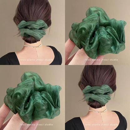 Forest style mesh super large intestine hair tie for women, high-end elastic and durable hair tie, retro head flower 2025 new style