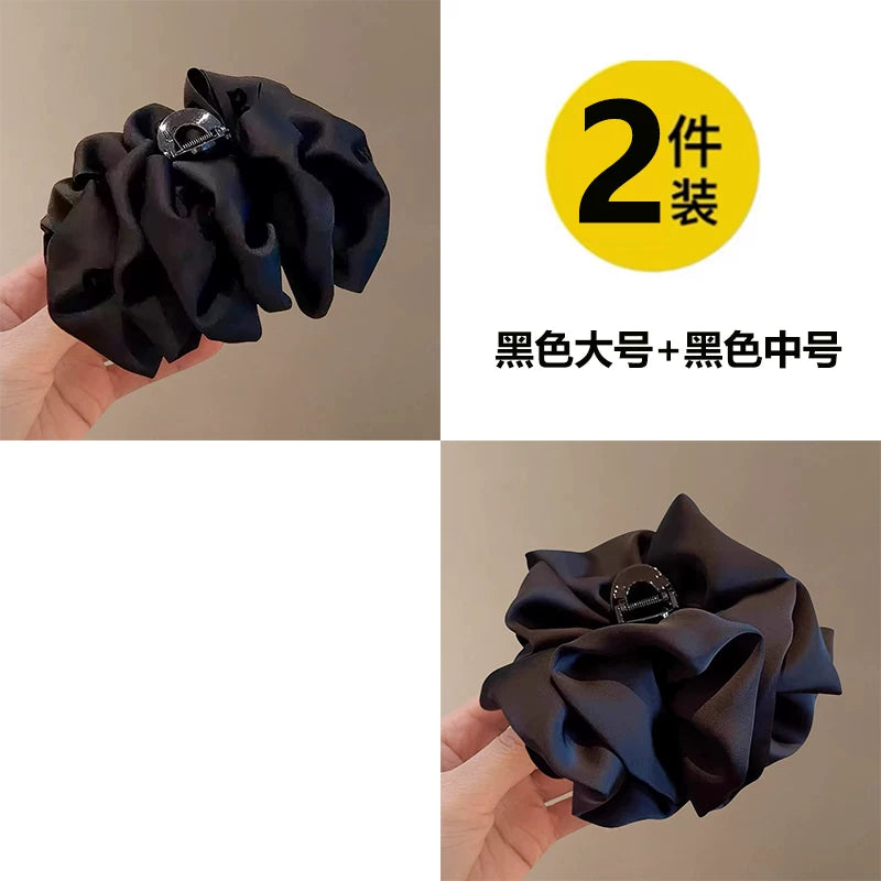 Korean style black bubble claw clip for women, 2026 new bow hair clip, shark clip, hair clip on the back of head, hair accessory
