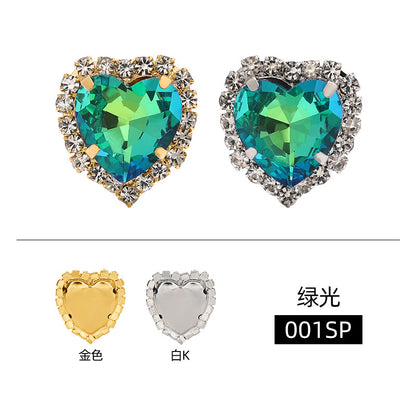 Heart crystal clasp electroplated peach heart trim crystal clasp crystal glass DIY hand-sewn rhinestone wedding dress clothing, shoes, bags