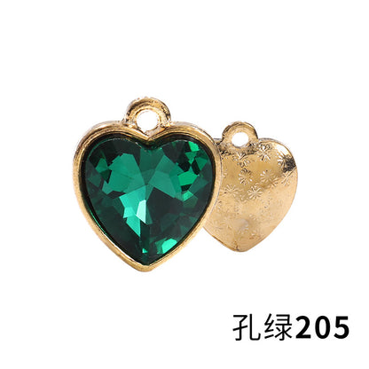 Xichuan zinc alloy peach heart crystal gold base single hanging heart-shaped glass diamond DIY jewelry earrings with diamonds pendant batch