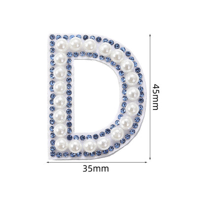 Blue diamond seamless adhesive 26 English letters for clothing and makeup bag decoration, non-woven fabric patch, adhesive backing