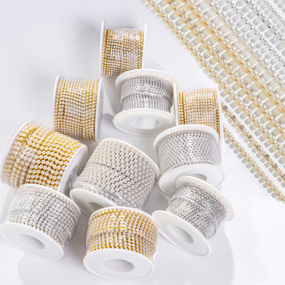 Pearl claw chain full roll diamond band tight claw luggage clothing accessories hair accessory phone case diamond super glitter pearl diamond chain