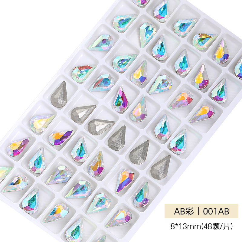 Cross-border source: Guazi pointed water drop, high-top diamond, special-shaped water rhinestone, DIY jewelry accessories, pointed bottom diamond, nail art sticker, diamond material