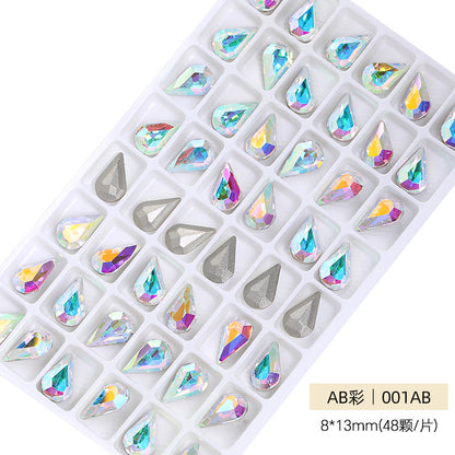 Cross-border source: Guazi pointed water drop, high-top diamond, special-shaped water rhinestone, DIY jewelry accessories, pointed bottom diamond, nail art sticker, diamond material