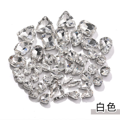 Mixed Four-Corner Claw Rhinestones - Silver Crystal Glass Hand-Sewn Wedding Dress Accessories 50pcs