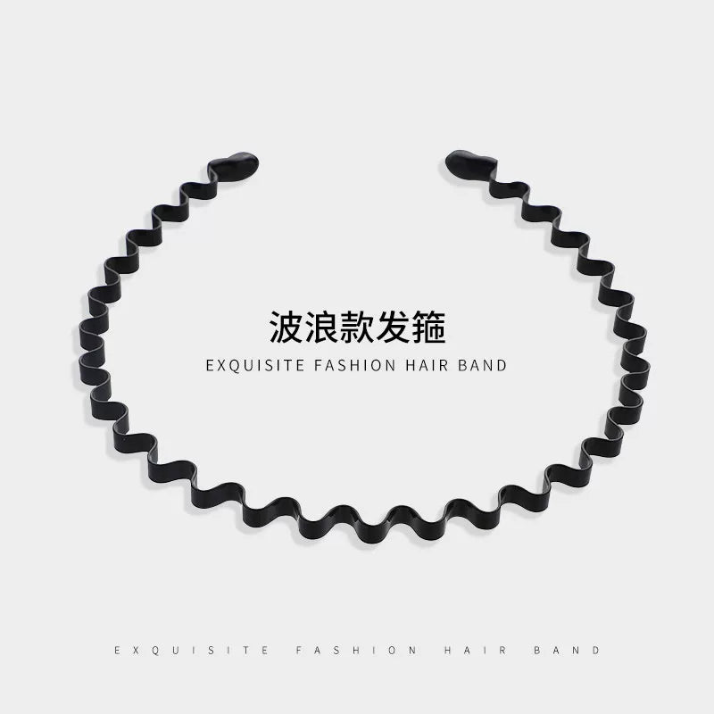 Simple black metal headband for women's face washing, sports invisible men's hairband fixed headband that does not tighten hair clips