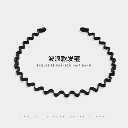 Simple black metal headband for women's face washing, sports invisible men's hairband fixed headband that does not tighten hair clips