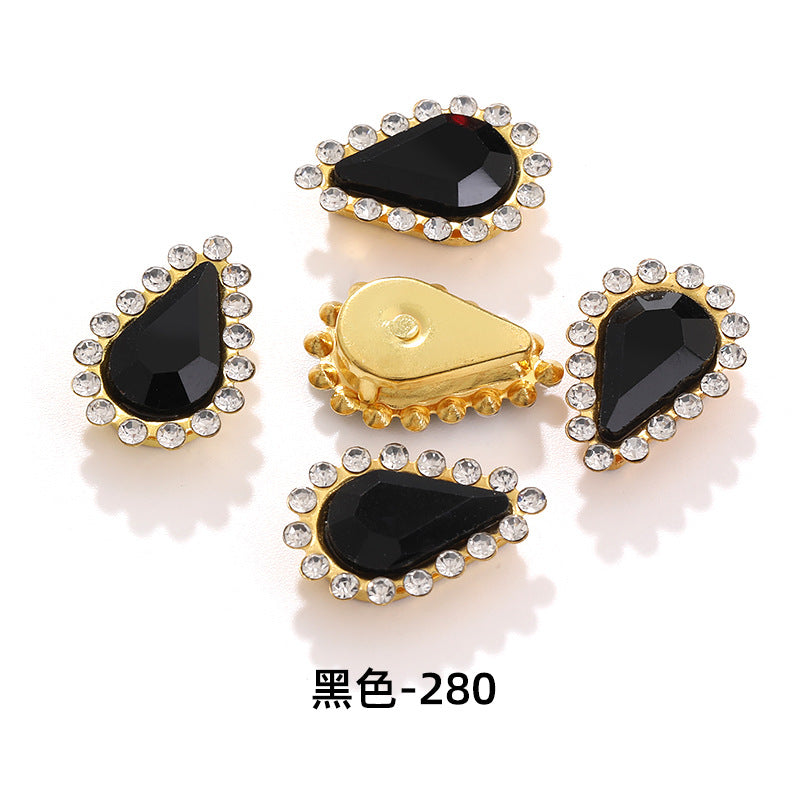 Colorful pointed waterdrop sunflower edged flower plate diamonds double-layer hand-sewn glass diamonds - clothing, hair accessories, DIY accessories