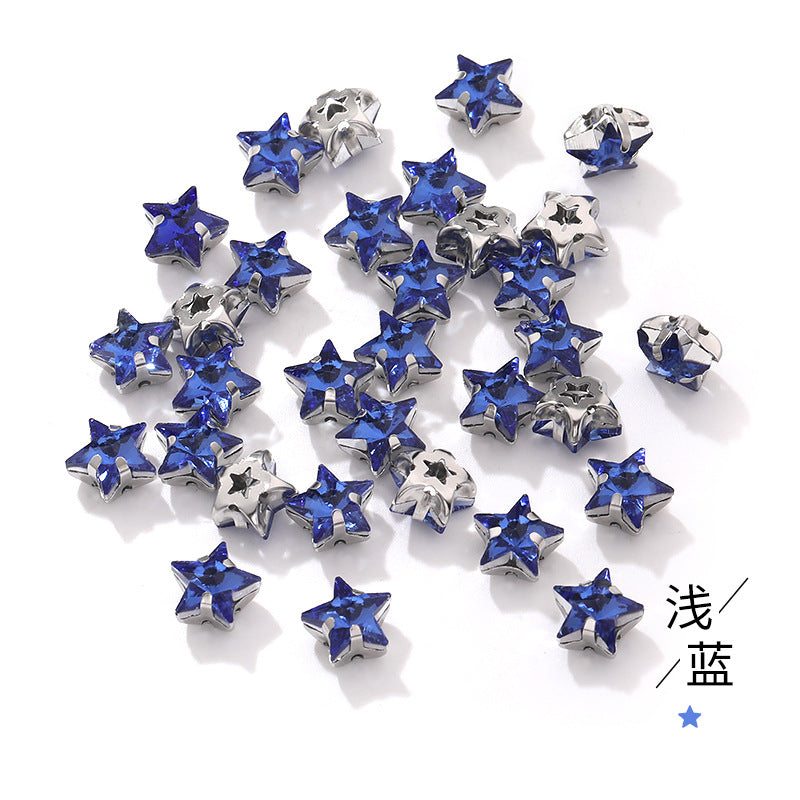 Best-selling 10mm five-pointed star stainless steel claw drill, ultra-glitter five-pointed star nail art clothing DIY accessory glass diamond
