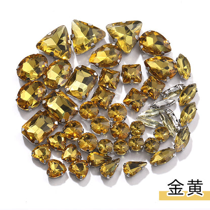 Mixed Four-Corner Claw Rhinestones - Silver Crystal Glass Hand-Sewn Wedding Dress Accessories 50pcs