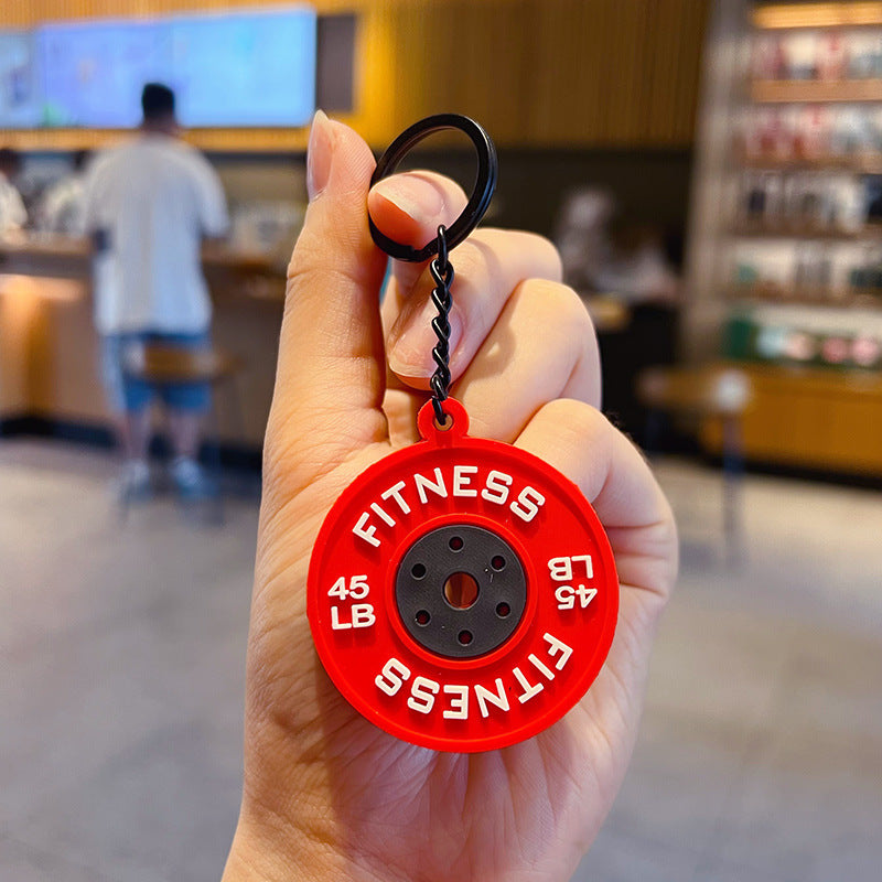 Creative Mini Fitness Barbell Piece Keychain Pendant Couple Car Bag Keychain Sports Small Pendant Wholesale