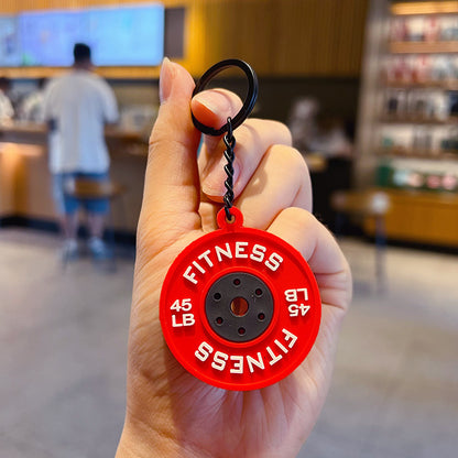 Creative Mini Fitness Barbell Piece Keychain Pendant Couple Car Bag Keychain Sports Small Pendant Wholesale