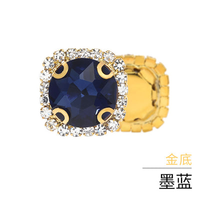 Gemstone flower edge claw drill with perforated holes, hand-sewn diamond, thickened gold base for clothing decoration accessories, gemstone flower crystal buckle