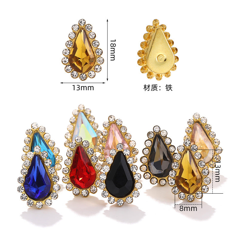 Colorful pointed waterdrop sunflower edged flower plate diamonds double-layer hand-sewn glass diamonds - clothing, hair accessories, DIY accessories