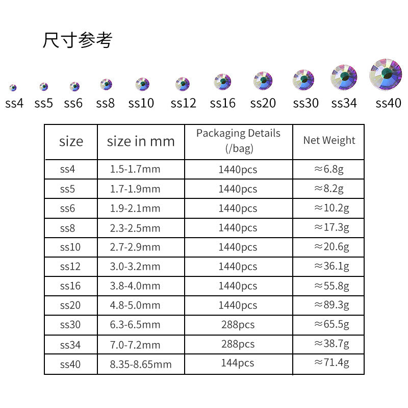 Flat Back Non-Hotfix Rhinestones - Glass Diamond 1440pcs Mobile Phone Case Accessories