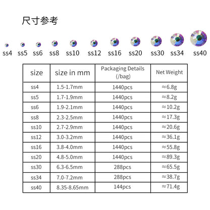 Flat Back Non-Hotfix Rhinestones - Glass Diamond 1440pcs Mobile Phone Case Accessories