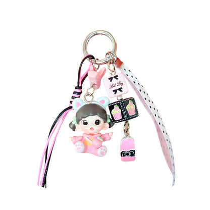 Handmade DIY sweetheart princess changing baby keychain small pendant bag doll beaded mobile phone chain ornament