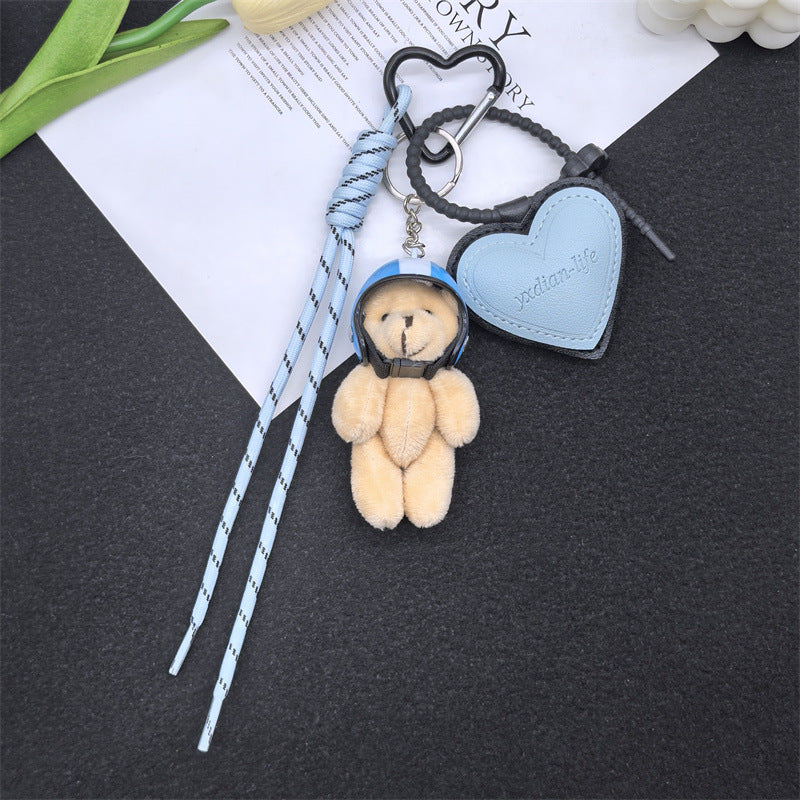 In the spring ins Korea helmet bear pendant suitable for Apple mobile phone pendant bag bag accessories girly heart cute