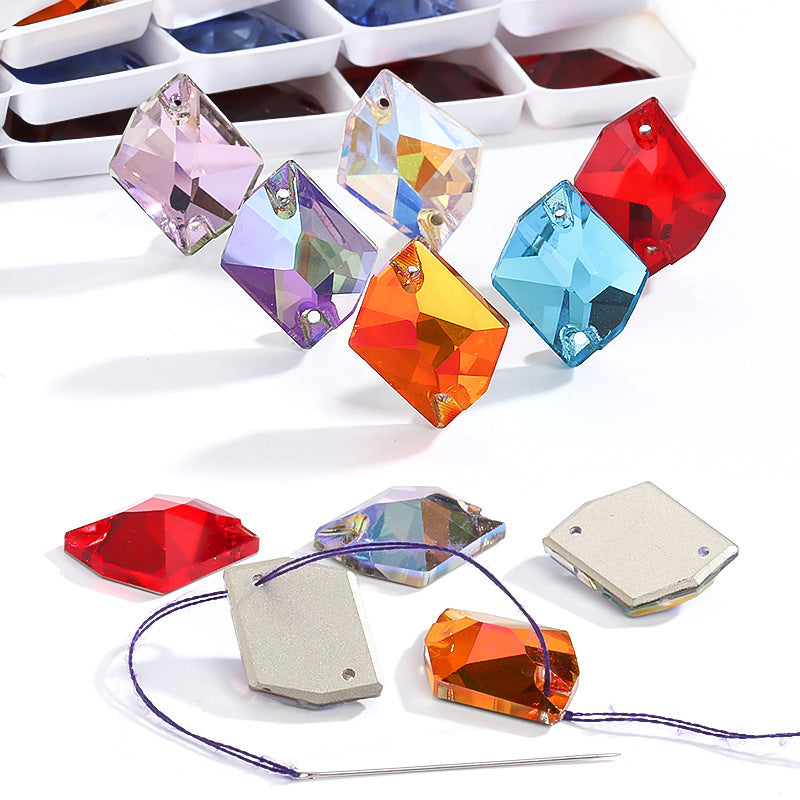 Flat Bottom Double Hole Special-Shaped Diamond - Super Flash AB Color Hand-Stitched Shoe Clothing Accessories