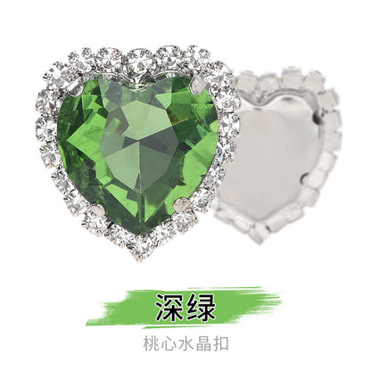 Heart-Shaped Crystal Claw Rhinestones - Hand-Sewn Hat Shoe Accessories Crystal Buckles