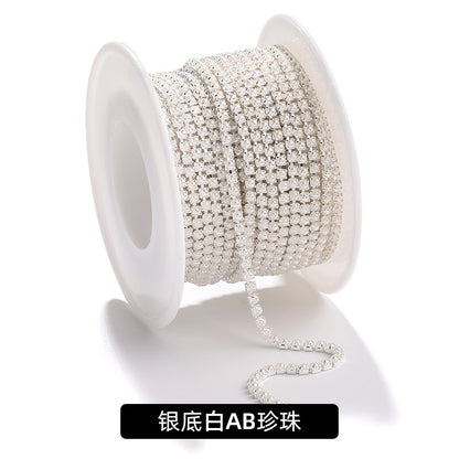 Factory supply pearl claw chain AB color chain 2mm dense claw chain DIY phone case diamond chain handmade material accessories