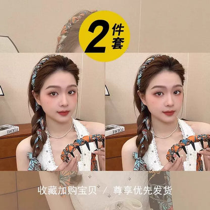Palace retro flower streamers, tooth comb, wavy high skull top headband, front and back, two wears, hair tie, one headband, headdress, women