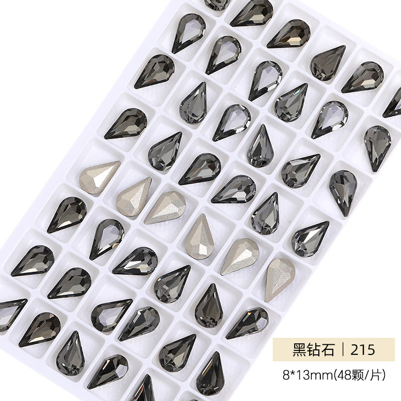 Cross-border source: Guazi pointed water drop, high-top diamond, special-shaped water rhinestone, DIY jewelry accessories, pointed bottom diamond, nail art sticker, diamond material