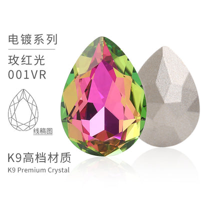 K9 material, pointed bottom pear-shaped rhinestone, color-resistant base, clothing crystal accessories, high-end pinkstone rhinestone