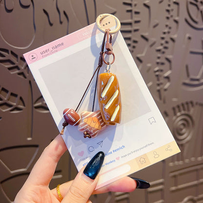 Creative Maillard DIY small drip slip keychain pendant female couple bag beaded mobile phone chain keychain pendant