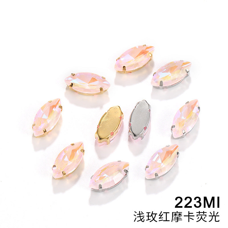 Cross-border wholesale: new horse-eye mocha fluorescent four-corner claw drill DIY accessory materials, footwear accessories