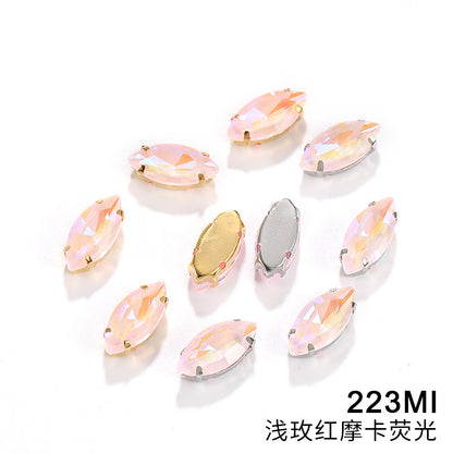 Cross-border wholesale: new horse-eye mocha fluorescent four-corner claw drill DIY accessory materials, footwear accessories