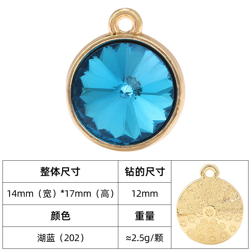 12mm satellite single hanging glass diamond single-hole alloy pendant inlaid with round crystal diamond earrings jewelry DIY accessories