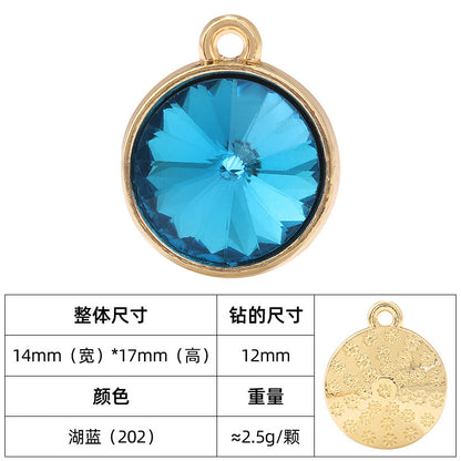 12mm satellite single hanging glass diamond single-hole alloy pendant inlaid with round crystal diamond earrings jewelry DIY accessories