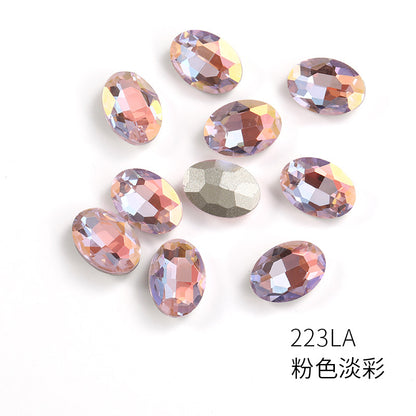 Oval light color nail art diamonds, dan-shaped pointed bottom diamond hair accessories, headwear, luggage, clothing accessories, oval light color water rhinestones