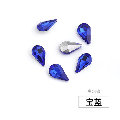 Long Drop Teardrop Diamond Rhinestones - Silver Crystal Luggage Jewelry Nail Art Clothing Hair Accessories