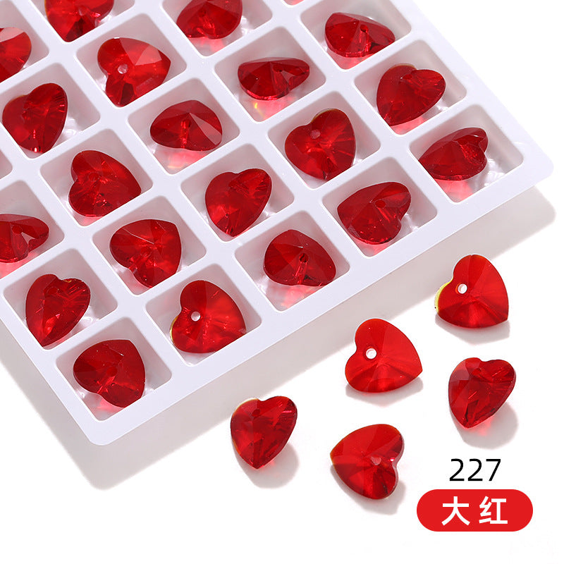 K9 High-End Pointed Bottom Peach Heart Single-Hole Diamond Crystal Glass Pendant Phone Sticker Diamond DIY Clothing, Shoe, Bag Accessories