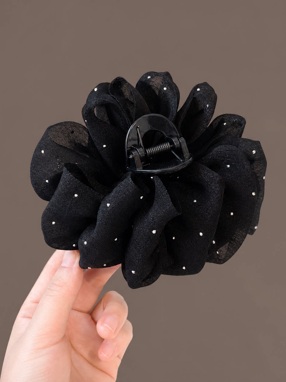 Black mesh bubble claw hair clip with a premium look like a 'full-scale starry star' hair clip, 2026 new style with little hair volume at the back of the head