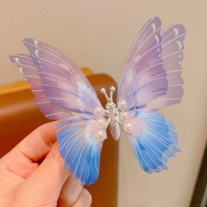 Flower hairpin female hottie photo headgear retro super fairy atmosphere blue beautiful new Chinese side clip hair accessories
