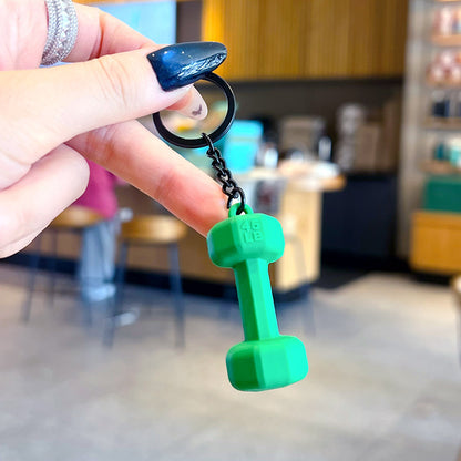 Creative Mini Fitness Barbell Piece Keychain Pendant Couple Car Bag Keychain Sports Small Pendant Wholesale