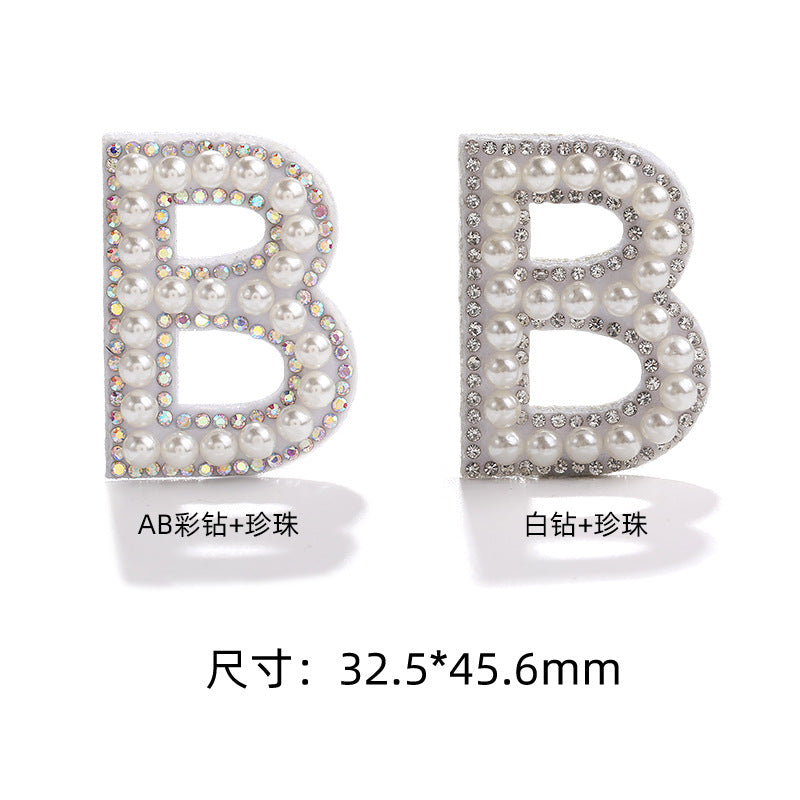 English Letter Hot Patch Stickers - 26 Letters White Imitation Pearl DIY Clothing Accessories