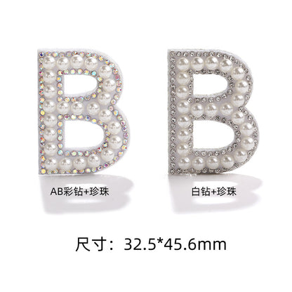 English Letter Hot Patch Stickers - 26 Letters White Imitation Pearl DIY Clothing Accessories