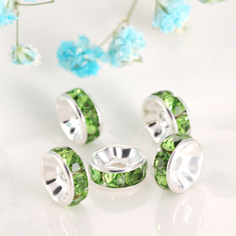 Handmade accessories diamond ring bead separator color bracelet diamond encrusted spacer wheel rim 6 8 10 12mm DIY jewelry accessories