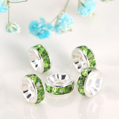 Handmade accessories diamond ring bead separator color bracelet diamond encrusted spacer wheel rim 6 8 10 12mm DIY jewelry accessories